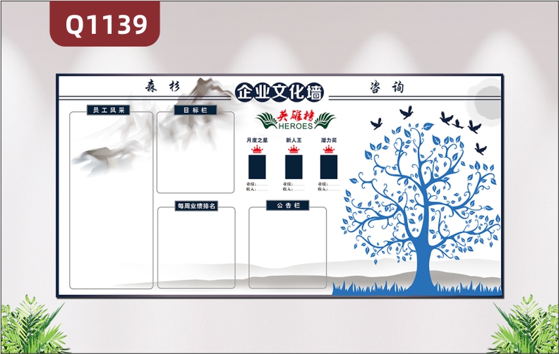定制企業(yè)文化墻英雄榜員工風(fēng)采目標(biāo)欄每周業(yè)績排名公告欄展示墻貼