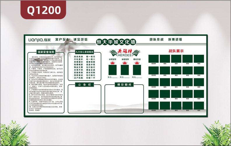 定制企業(yè)文化墻企業(yè)榮譽(yù)準(zhǔn)則服務(wù)承諾英雄榜公告欄團(tuán)隊(duì)風(fēng)采展示墻貼