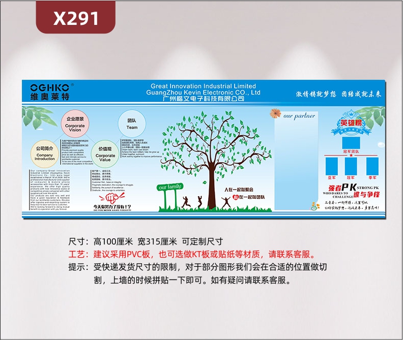 定制企業(yè)激情鑄就夢想團結(jié)成就未來文化墻公司簡介企業(yè)愿景價值觀團隊大樹團隊風(fēng)采我們的搭檔英雄榜展示墻貼