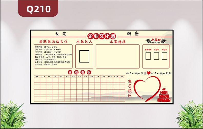 定制天道酬勤企業(yè)文化墻企業(yè)文化企業(yè)達(dá)人企業(yè)播報(bào)英雄榜業(yè)績看板展示墻貼