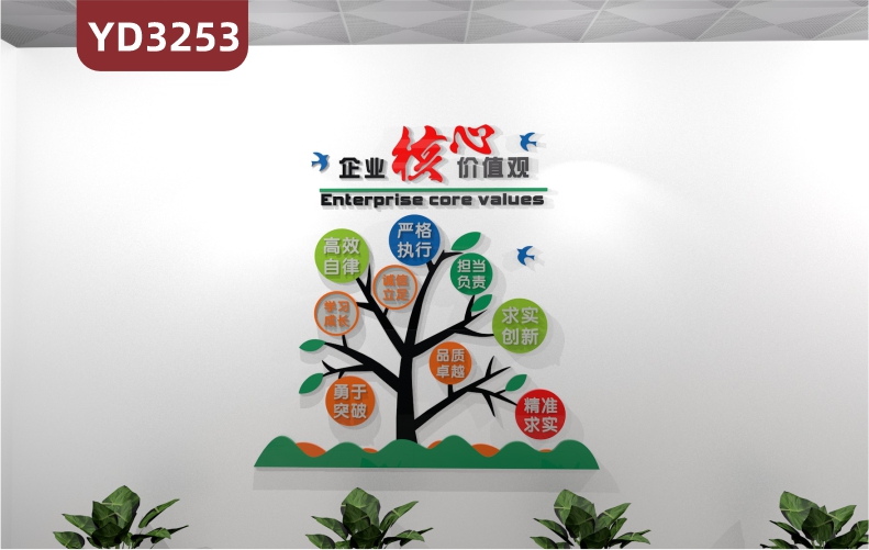 企業(yè)核心價值觀定制公司標準背景墻創(chuàng)新?lián)斦\實高效辦公室裝飾墻