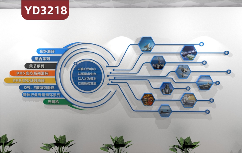 定制3D立體企業(yè)文化墻以客戶為中心以質(zhì)量求生存以人才為根本以創(chuàng)新促發(fā)展